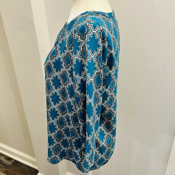 Dana Buchman Women’s Turquoise Black Blouse S Metal Accent (A0127) - Picture 3 of 6